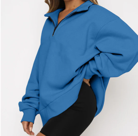 Pull moderne et décontracté pour femme avec demi-fermeture éclair