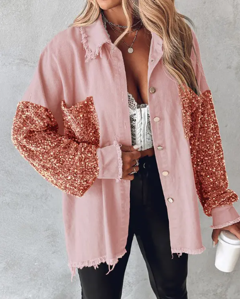 Berg-Feldt | Kontrastierende Paillettenjacke für Den Frühling