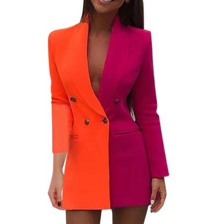 Robe blazer Avelena color block à double boutonnage et design bicolore