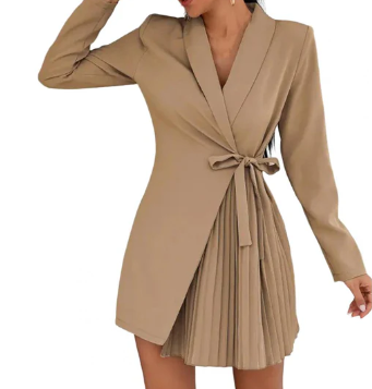 Avelena : Robe fourreau, Col en V, Couleur unie, Col à revers
