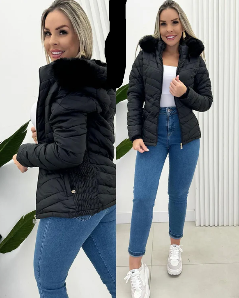Berg-Feldt | Steppjacke mit Fellkapuze