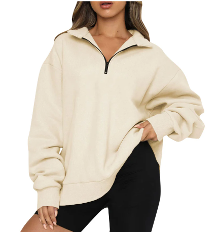 Pull moderne et décontracté pour femme avec demi-fermeture éclair