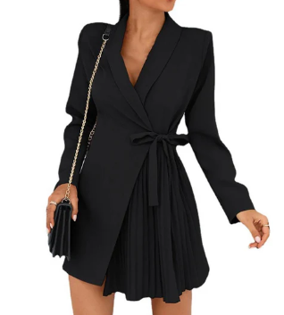 Avelena : Robe fourreau, Col en V, Couleur unie, Col à revers