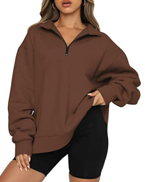 Pull moderne et décontracté pour femme avec demi-fermeture éclair