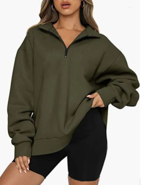 Pull moderne et décontracté pour femme avec demi-fermeture éclair