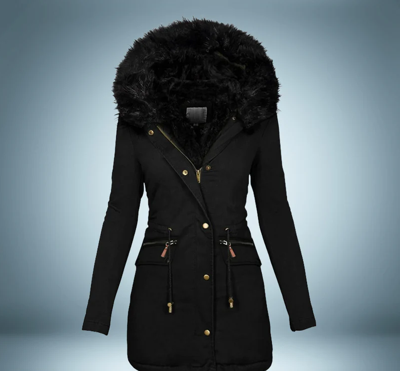 Berg-Feldt | Parka mit Pelzkragen In Schwarz
