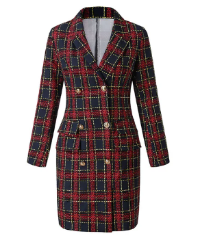 Avelena : Robe blazer à carreaux avec ceinture