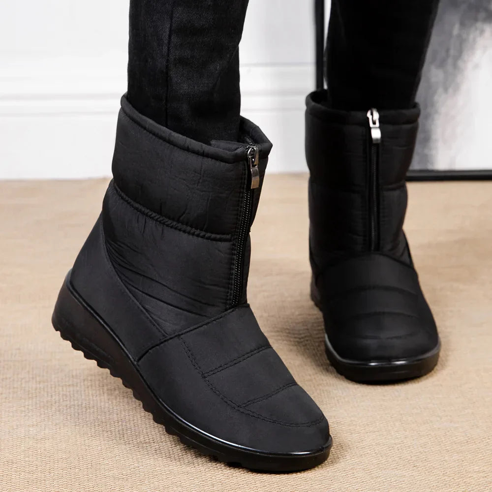 Berg-Feldt | Gepolsterte, Wasserdichte, Plüschige Stiefeletten mit Reißverschluss