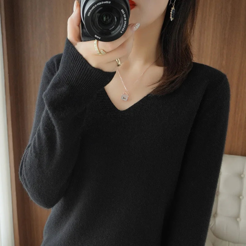 Berg-Feldt | Pullover - Bequemer V-Ausschnitt Pullover