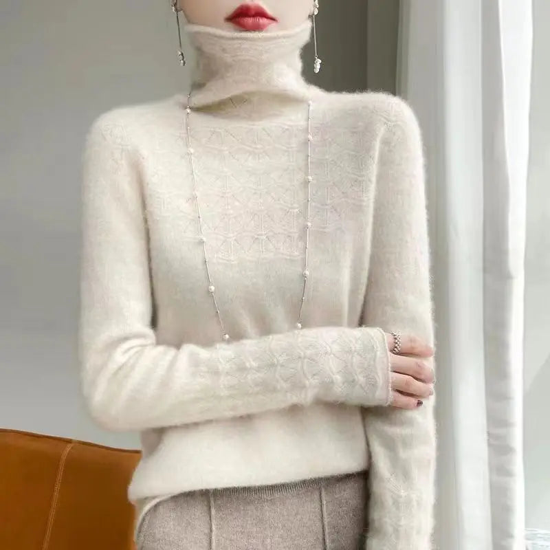 Pull col roulé à motifs pour femme