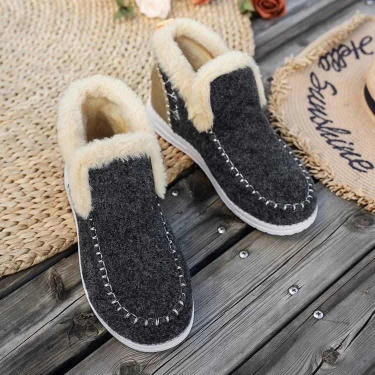 Berg-Feldt | Knöchelstiefel – Filz-Obermaterial – Faux-Fur-Futter – Slipper – Lässiger Schnitt
