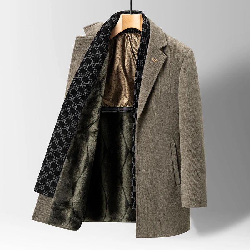 Berg-Feldt | Manteau pour homme en laine avec doublure synthétique en fourrure