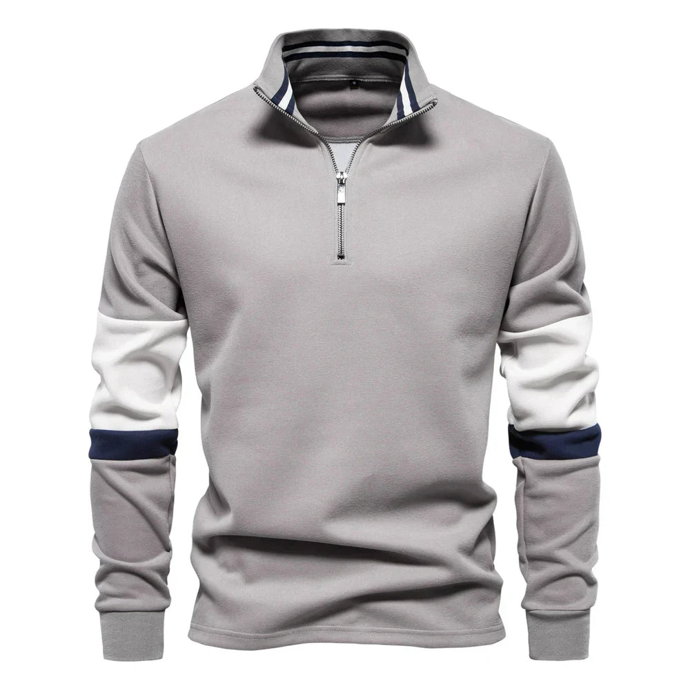 Berg-Feldt | Langarmiger Pullover mit Reißverschluss Baumwollmischung Trendy und Komfortabel
