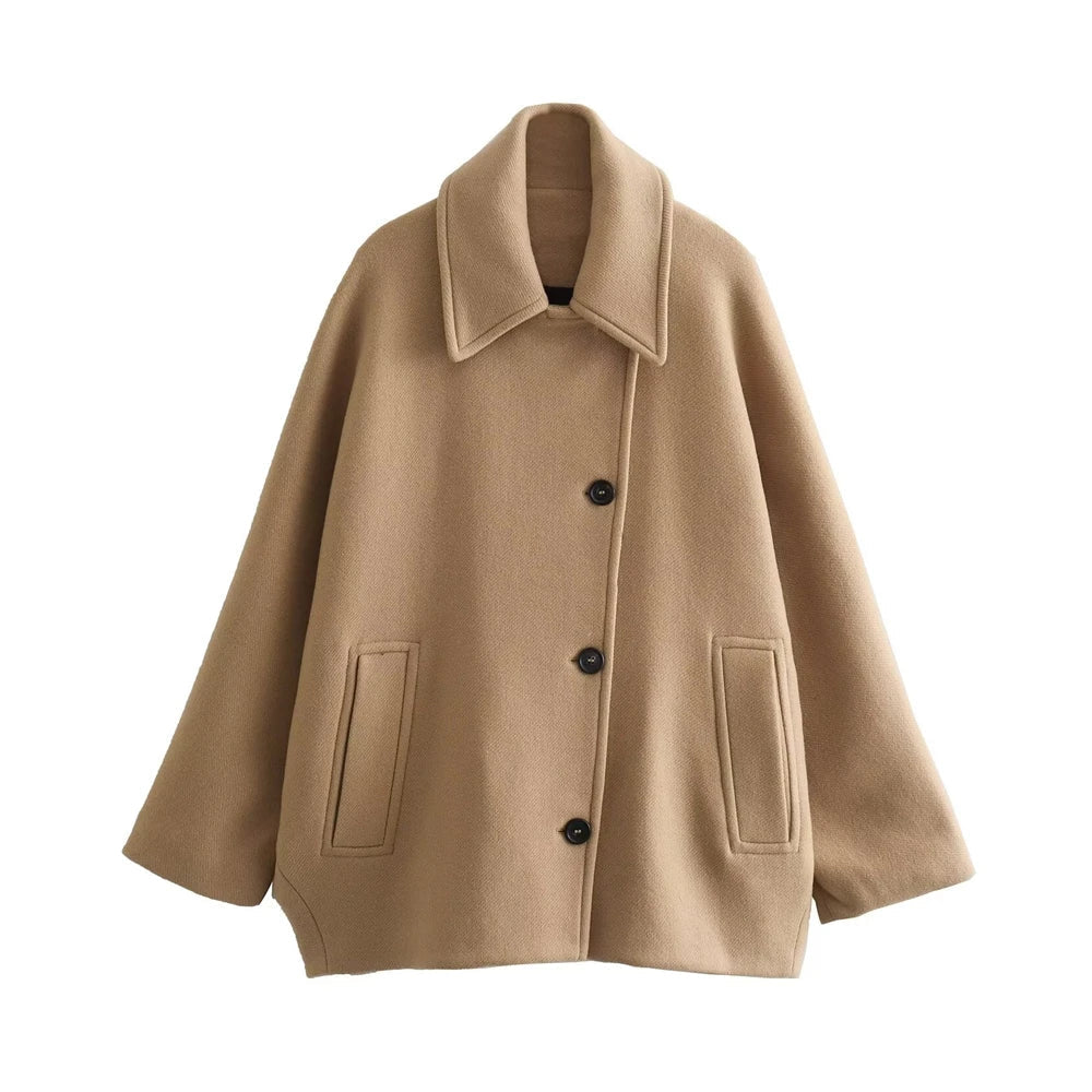 Berg-Feldt | Elegantes Damen-Cape mit Knöpfen und Wollmischung