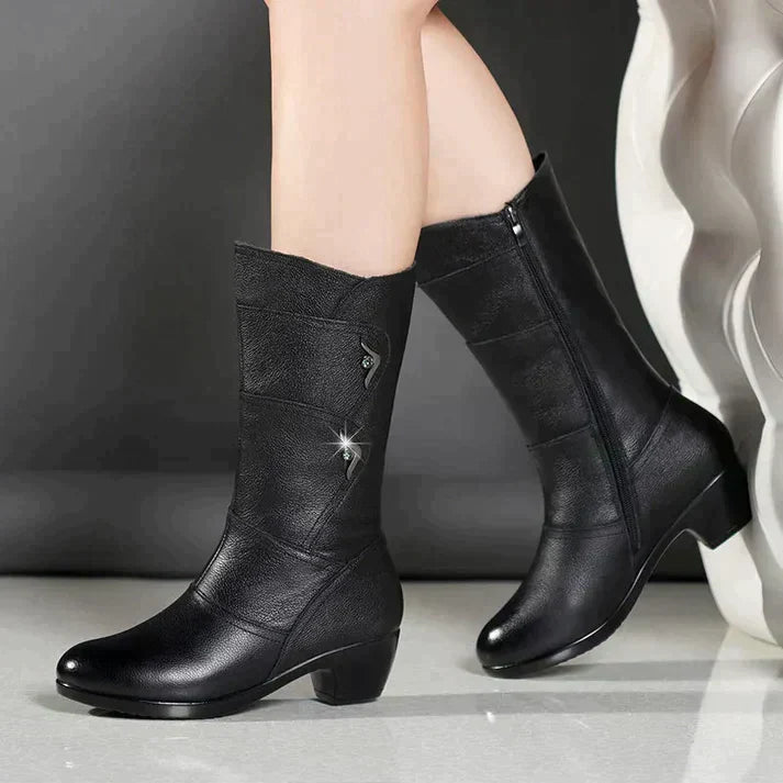 Berg-Feldt | Schwarze Stiefel mit Blockabsatz Winter
