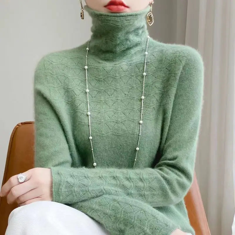 Pull col roulé à motifs pour femme