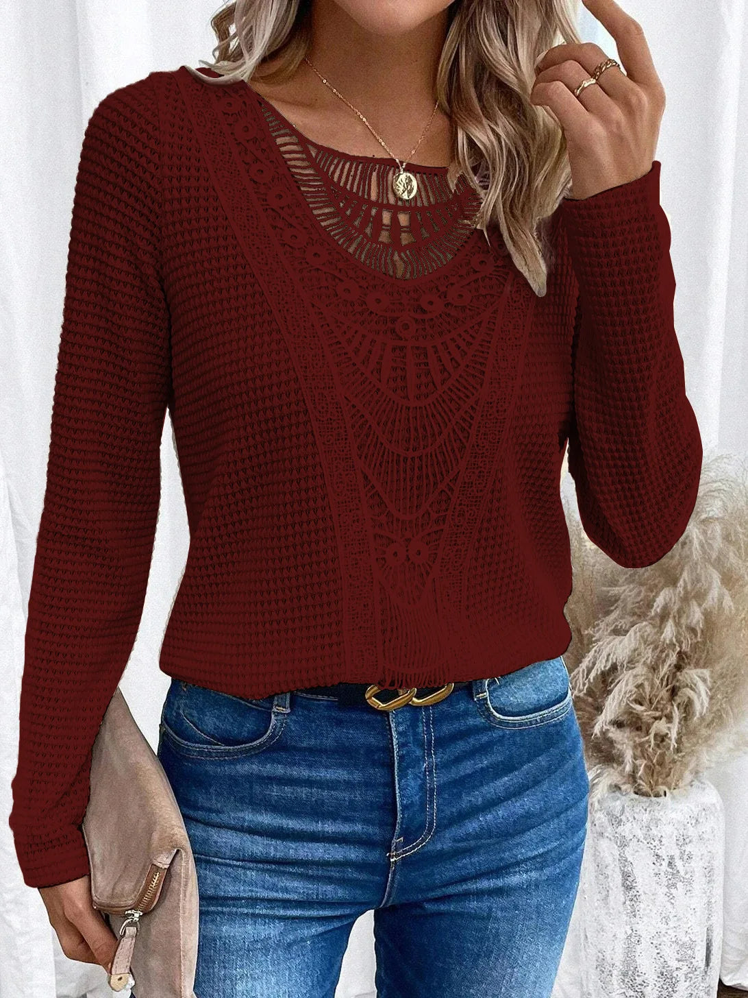 Berg-Feldt | Blouse en dentelle Tricot texturé Élégante et bohème