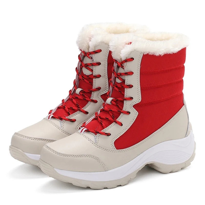 Berg-Feldt | Schneestiefel – Mitten-Wade – Kunstfell Gefüttert – Schnürsenkel – Plattformsohle – Wasserabweisend