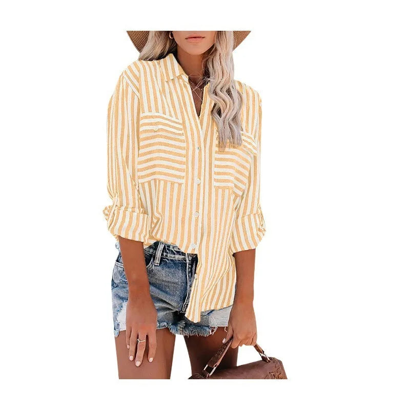 Élégante blouse Larissa à manches longues et à rayures