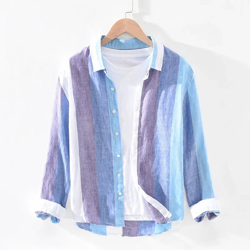 Berg-Feldt | Gestreifte Leichtgewichts-shirt Baumwollmischung Lässiger Stil