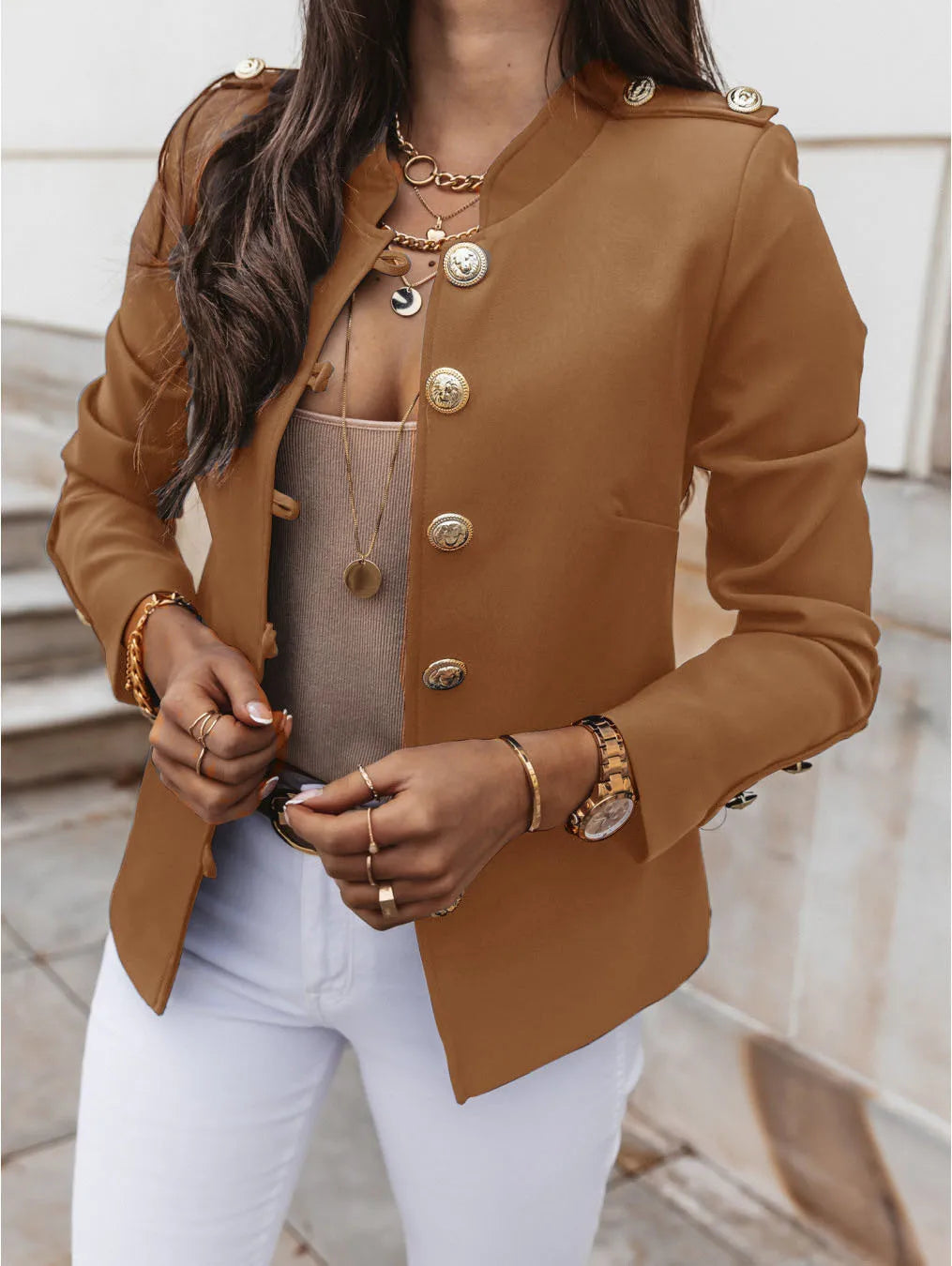 Avelena: Blazer Boutonné de Luxe