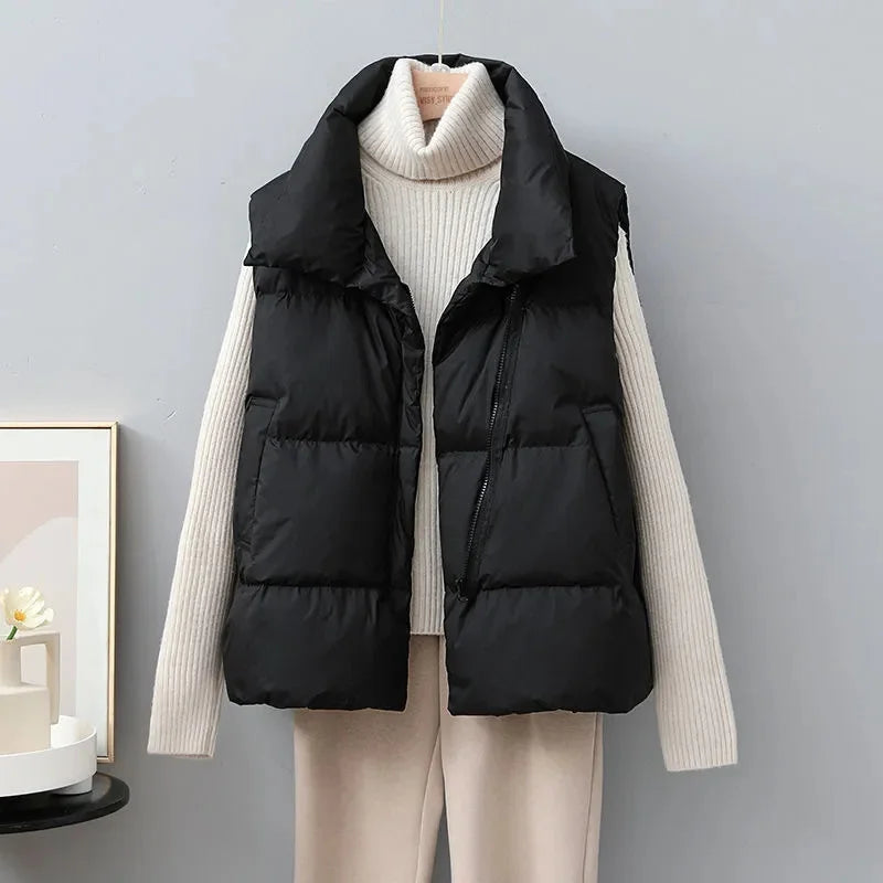 Berg-Feldt | Kurze Pufferweste mit Hohem Kragen Polyester Minimalistisch, Komfortabel