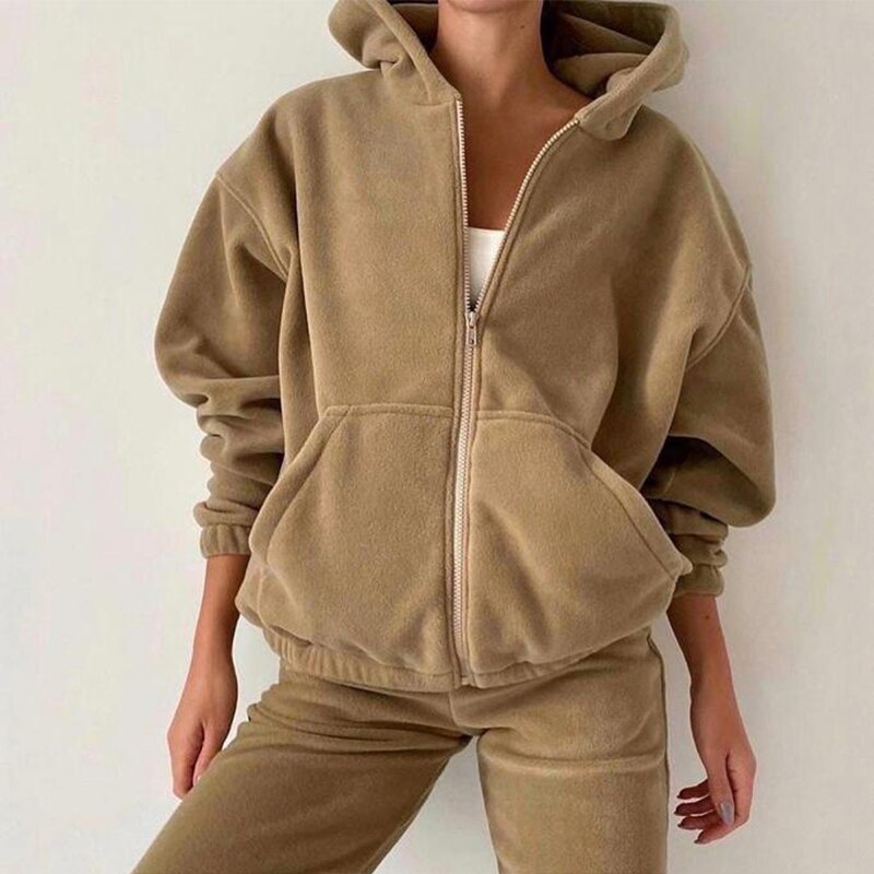 Loose Hooded Tracksuit with Long Sleeves from Fudus