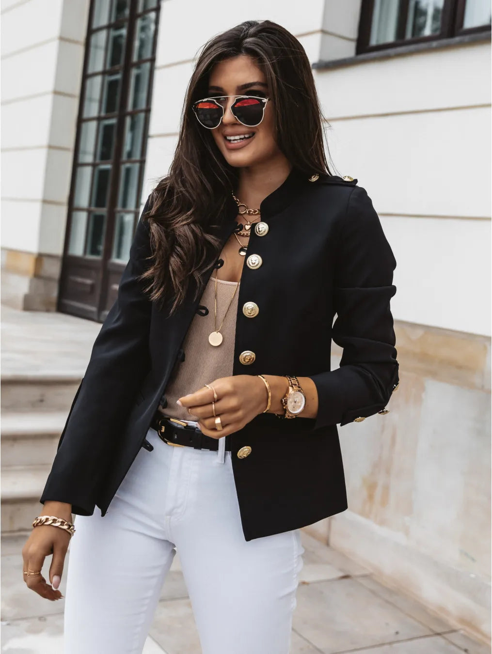 Avelena: Blazer Boutonné de Luxe