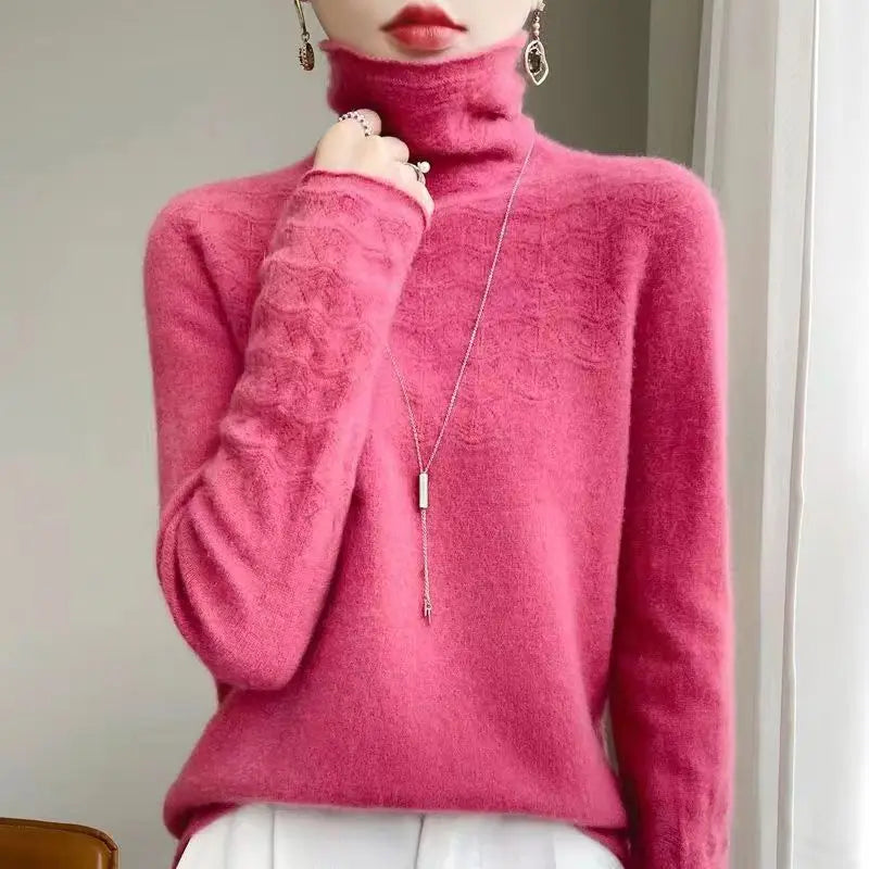 Pull col roulé à motifs pour femme