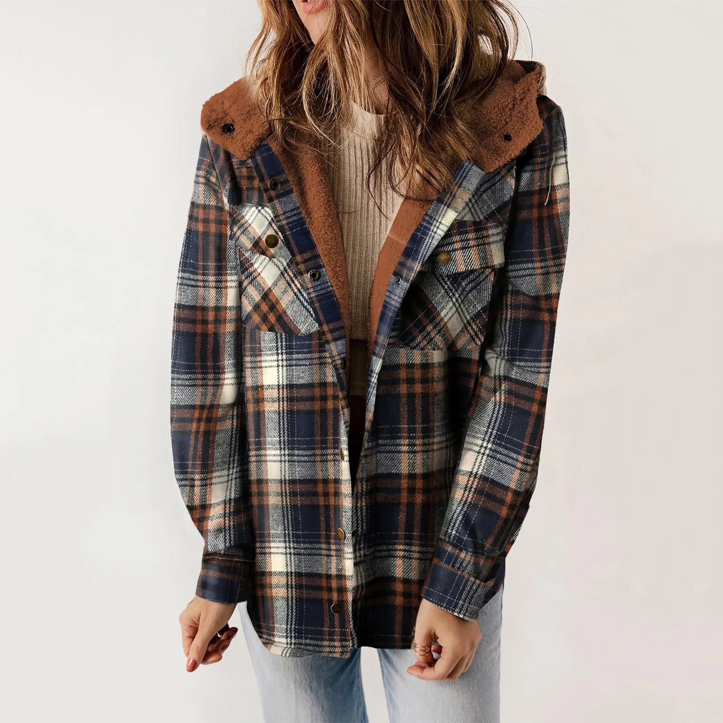 Berg-Feldt | Sherpa - Hemd Beige - Damen Gemütliche Flanelljacke