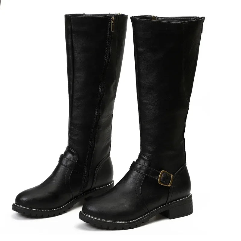 Berg-Feldt | High-Top Biker Stiefel mit Blockabsatz und Schnallendesign
