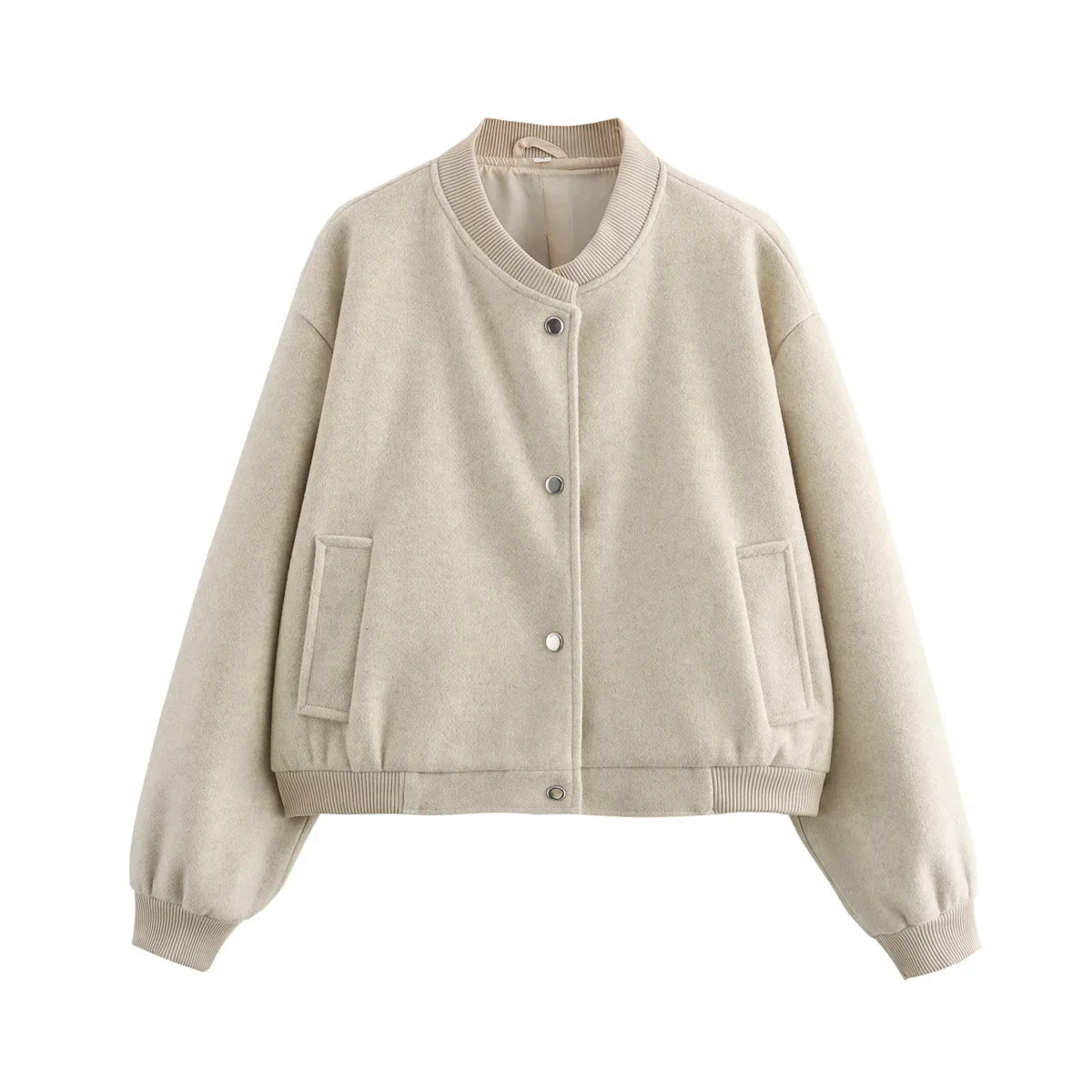 Veste bomber pour femme, boutonnée, courte, à manches longues de Lurestis