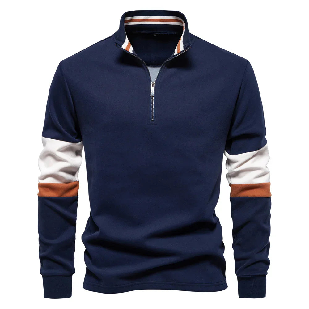 Berg-Feldt | Langarmiger Pullover mit Reißverschluss Baumwollmischung Trendy und Komfortabel