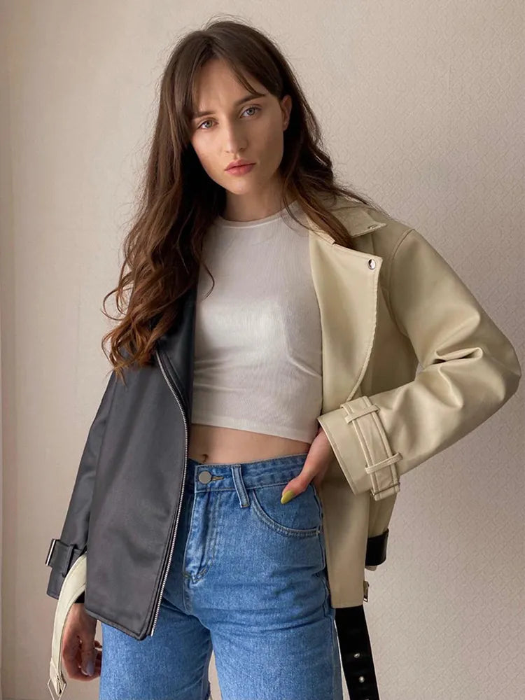 Berg-Feldt | Blouson en cuir Colour Block pour femme