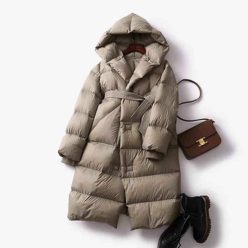 Berg-Feldt | Lang mit Kapuze für Frauen Ideal für den Winter