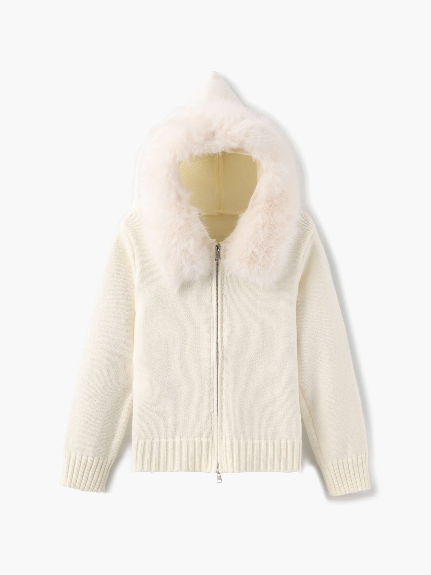 Berg-Feldt | Strickjacke Grau mit Kapuze und Kunstpelz Warme Winterjacke