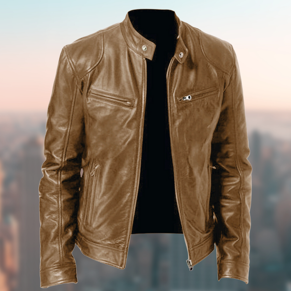 Blouson en cuir Carlo pour homme : Aspect vintage