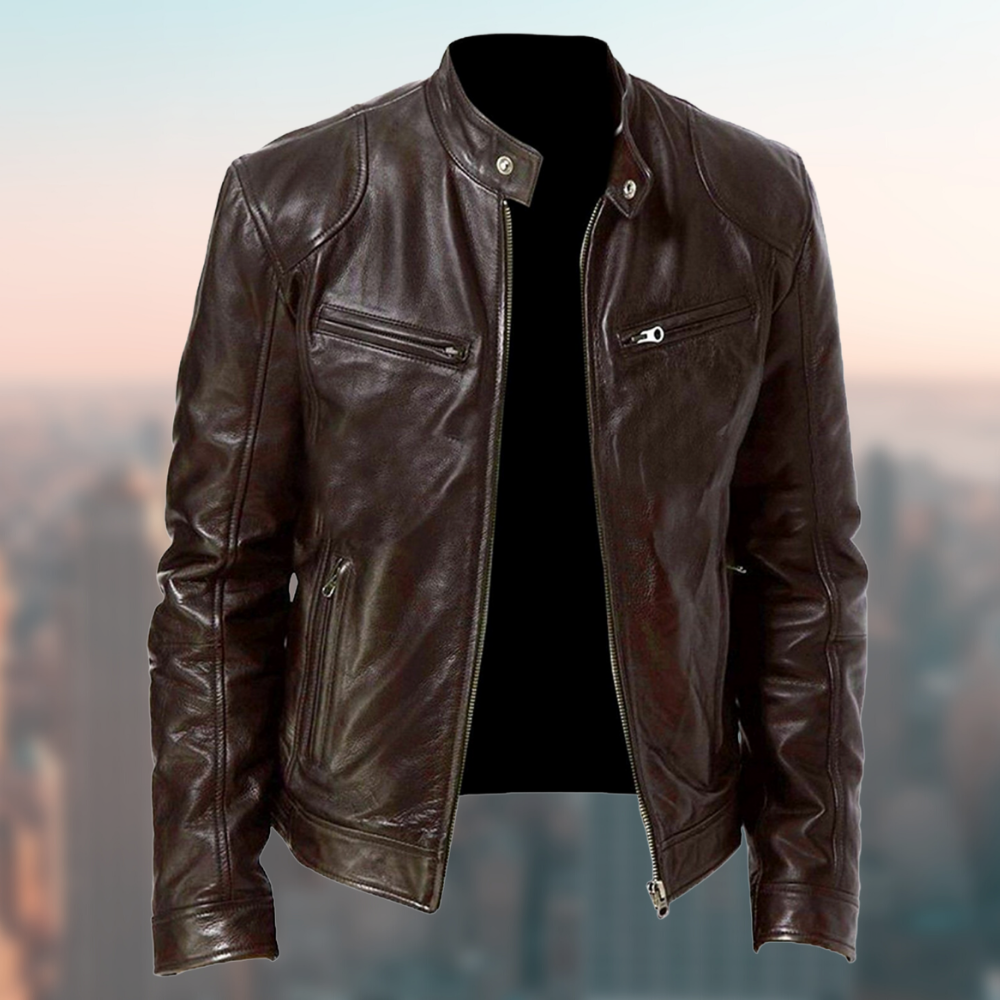 Blouson en cuir Carlo pour homme : Aspect vintage