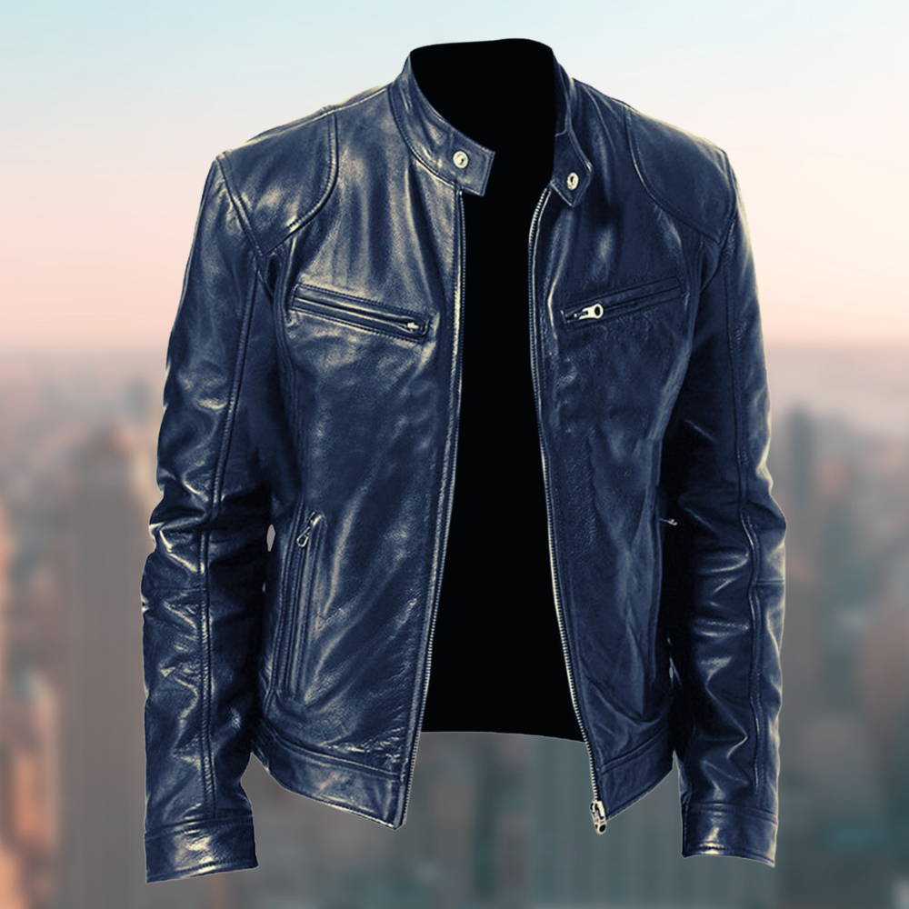 Blouson en cuir Carlo pour homme : Aspect vintage