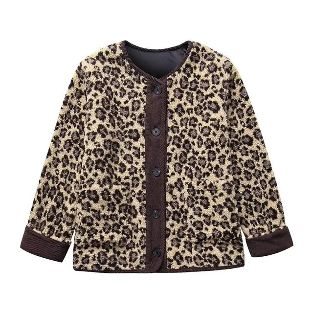 Berg-Feldt | Cardigan - Grandes tailles - Tissu doux - Imprimé léopard - Boutons et bords côtelés