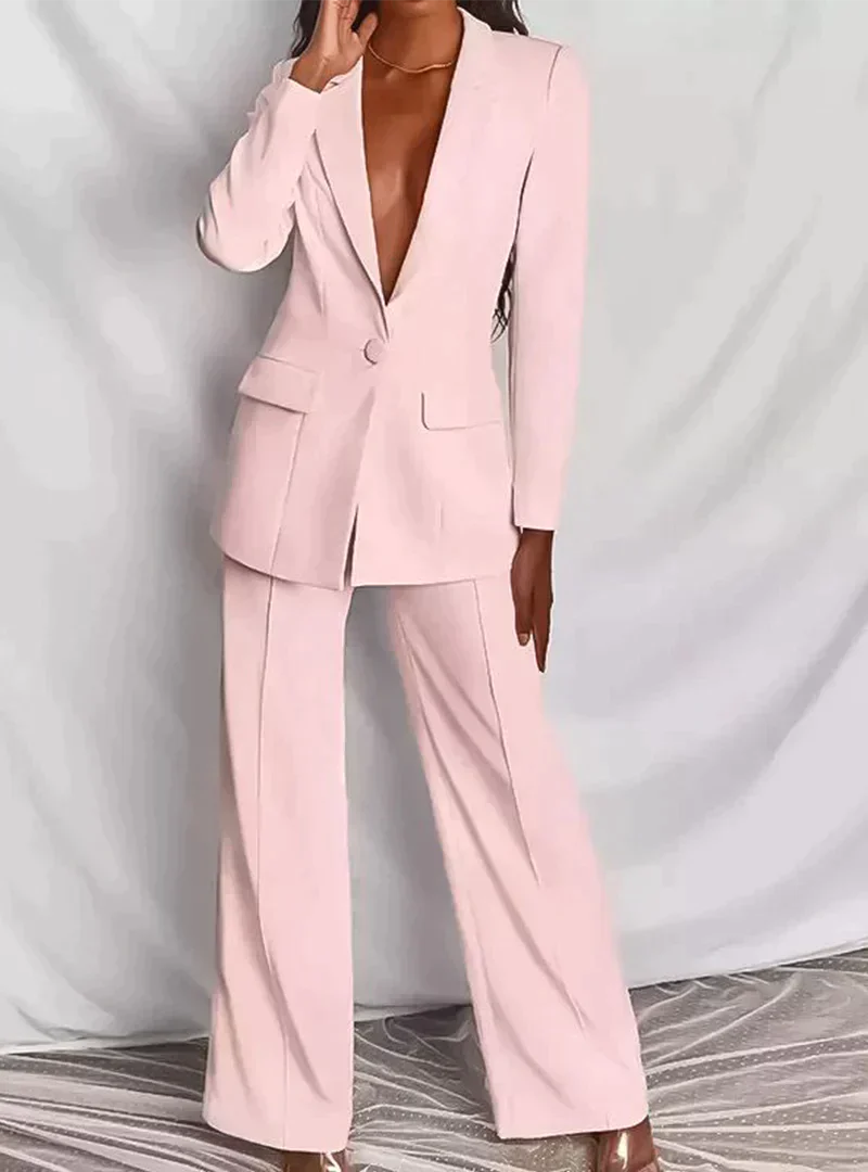 Avelena Ensemble pour femme : Blazer tendance et pantalon long