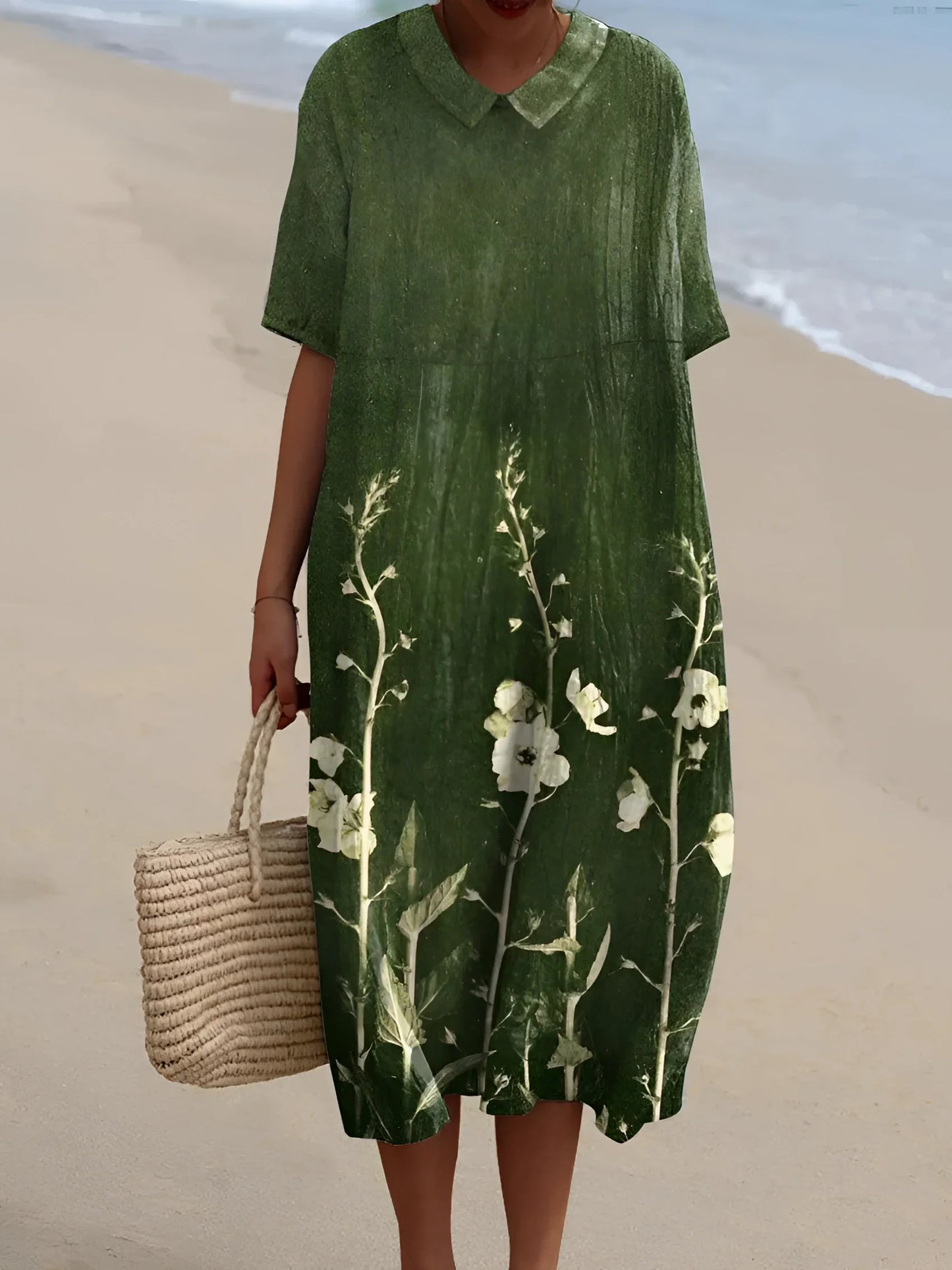 Robe d'été caftan en lin coloré surdimensionné à col en V par berg-feldt