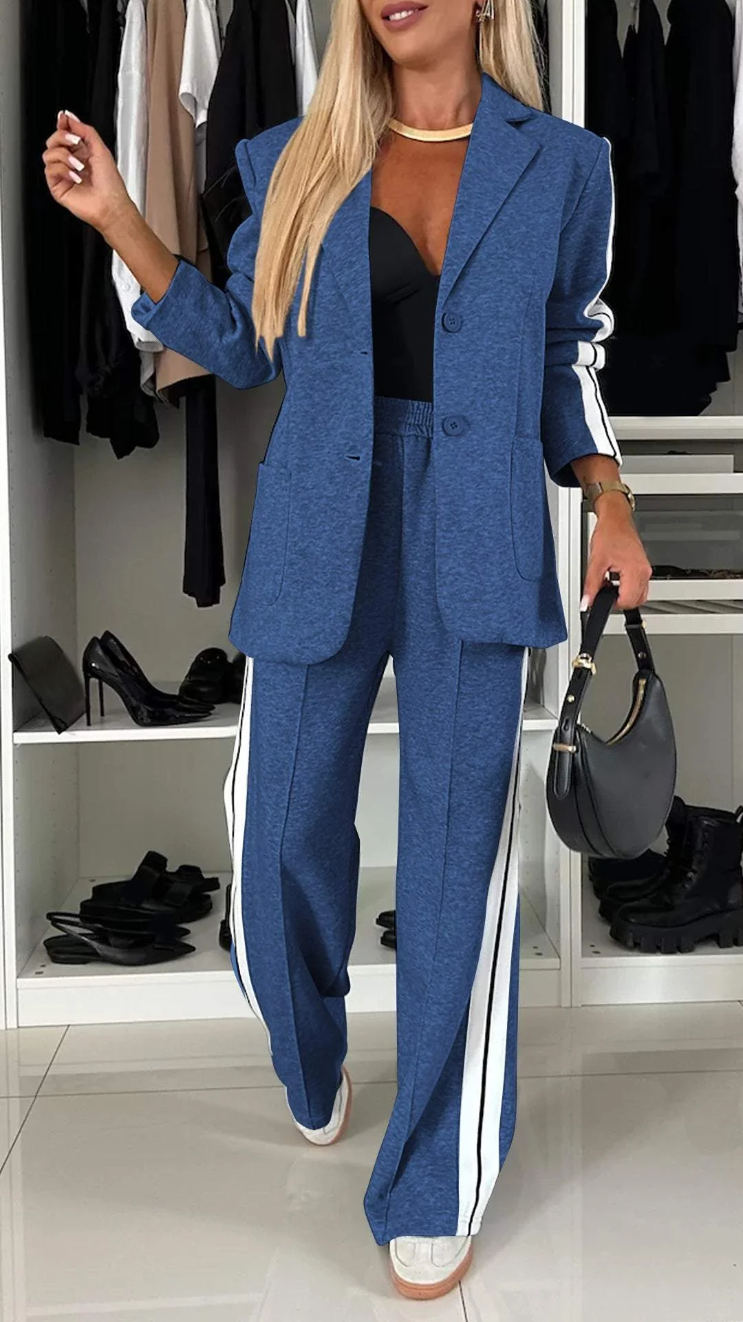 Blazer en coton à manches longues pour femme – élégant pour le travail