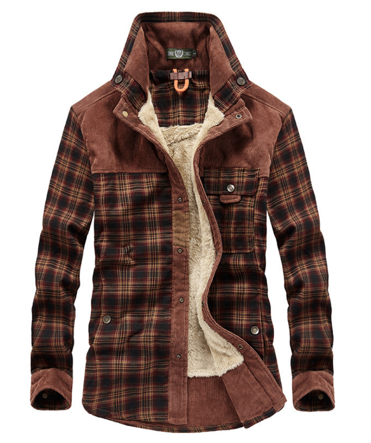 Berg-Feldt | Veste d'hiver chaude en flanelle pour homme avec col montant