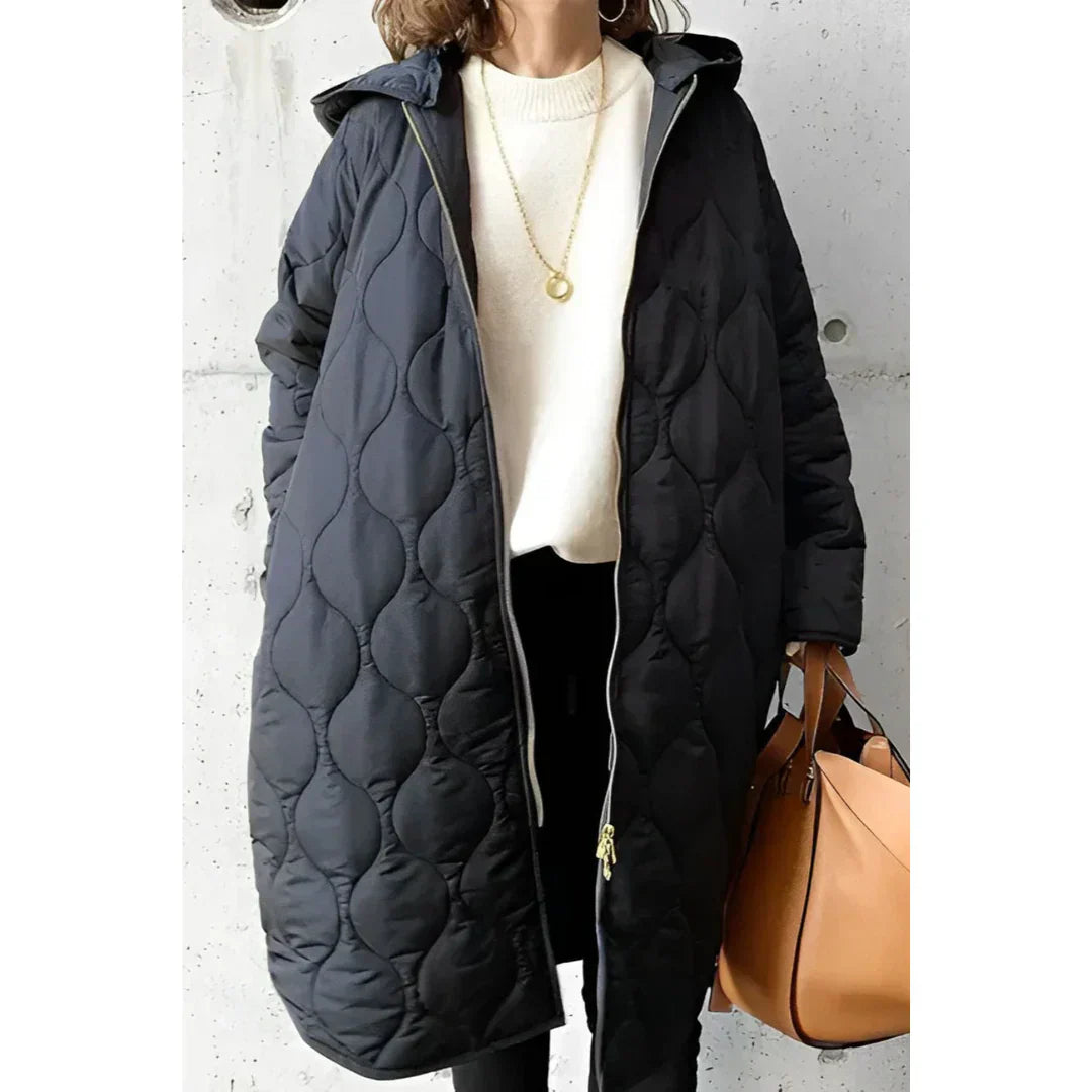 Berg-Feldt | Gepolsterte Jacke - Oversized Passform - Lange Länge - Mit Kapuze und Reißverschluss