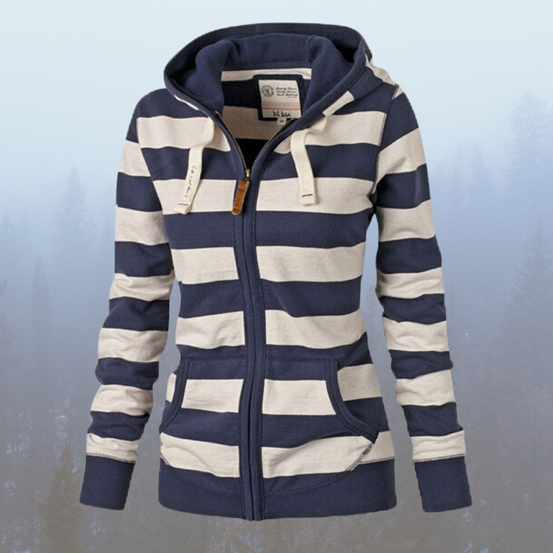 Sweat à capuche zippé, manches longues, rayé et poches Fudus