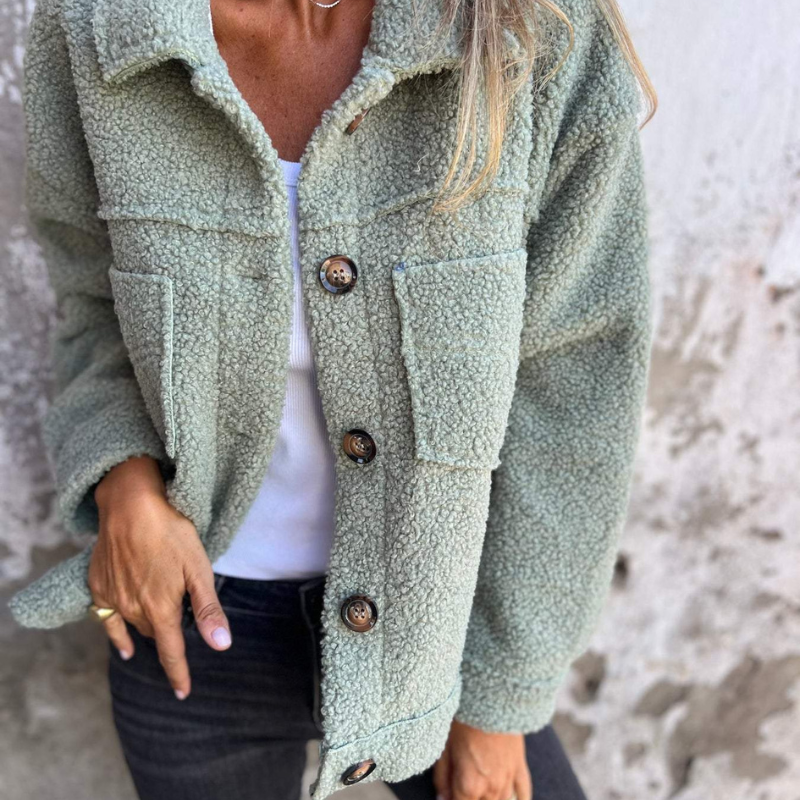 Berg-Feldt | Teddy-jacke mit Knöpfen Weich und Warm Perfekt für Herbst und Winter