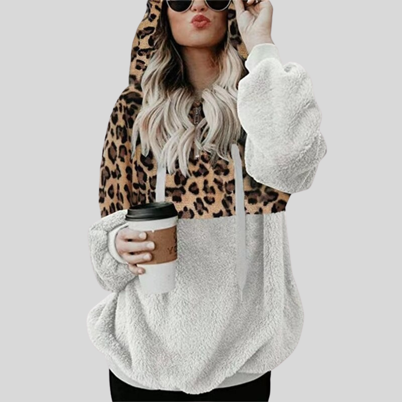 Berg-Feldt | Hoodie - Oversized Fit - Plüsch & Leopardenmuster - Weich & Bequem