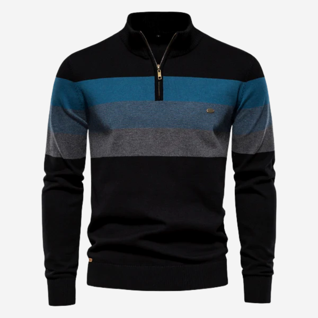 Polo-pull pour hommes avec fermeture éclair courte