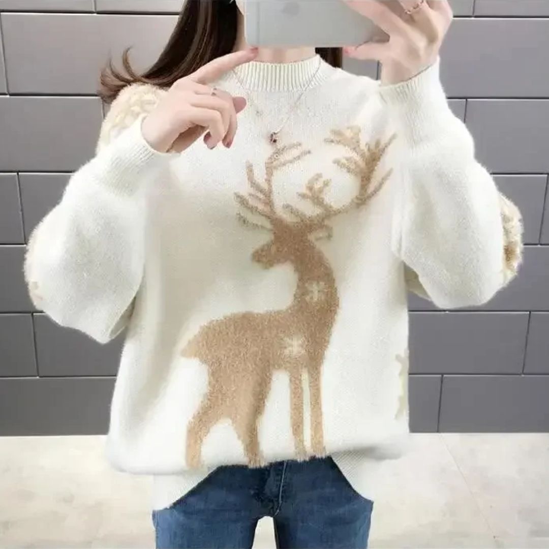 Berg-Feldt | Sweater - Bequemer Weihnachts-Pullover mit Rentier